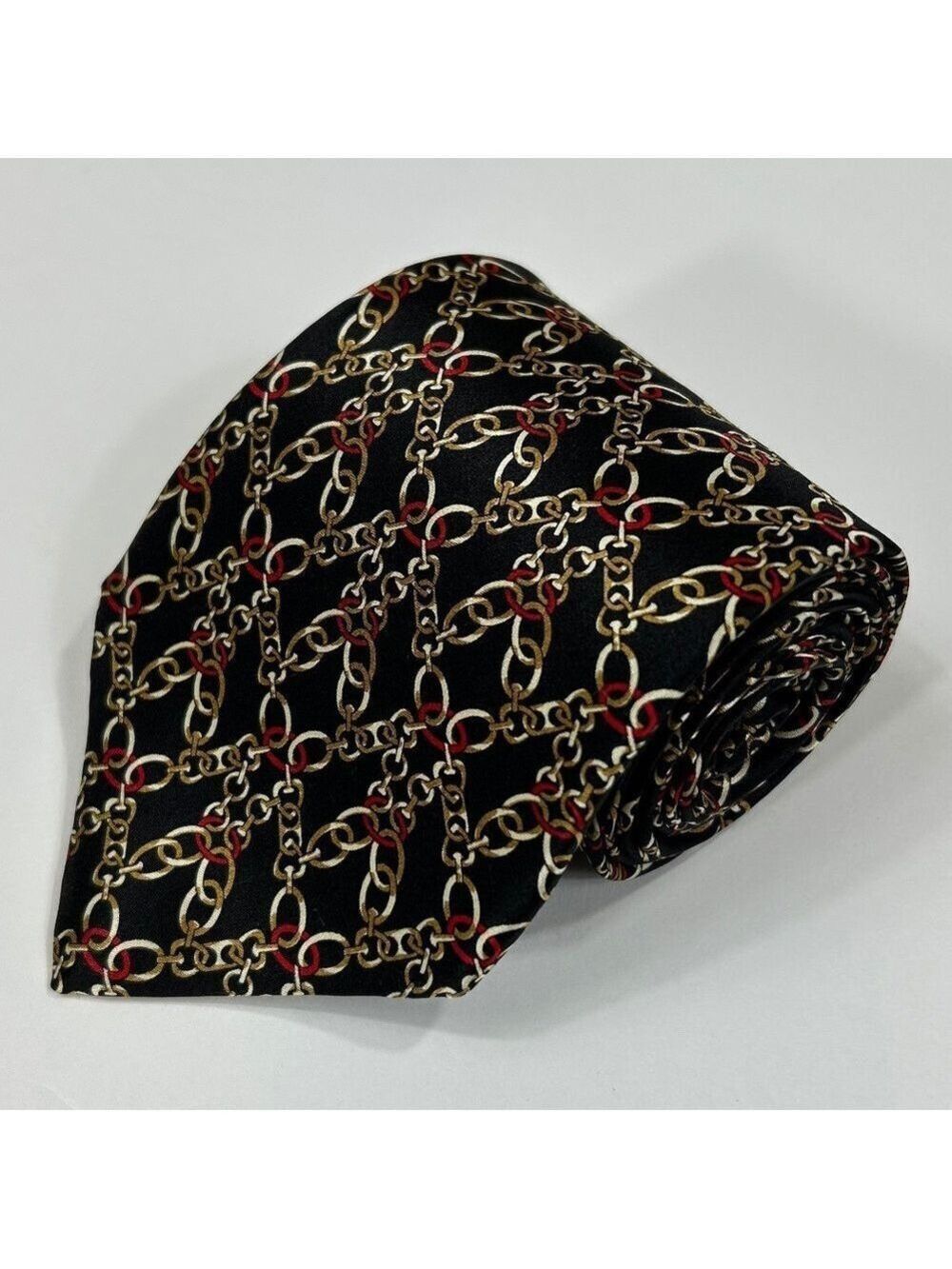 Ashford & Brooks London Men's Handmade Silk Black Red Gold Tie